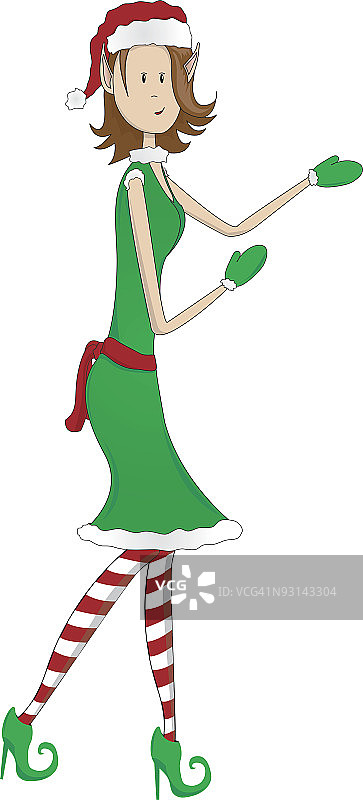 可爱的圣诞精灵女孩图片素材