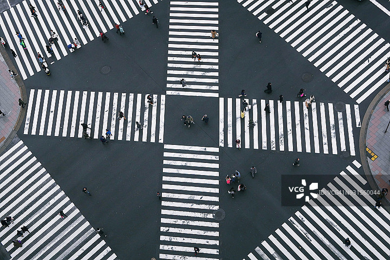 高空俯瞰的十字路口图片素材