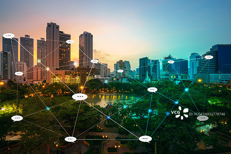 用于交流的聊天气泡，技术和通信的概念，物联网图片素材