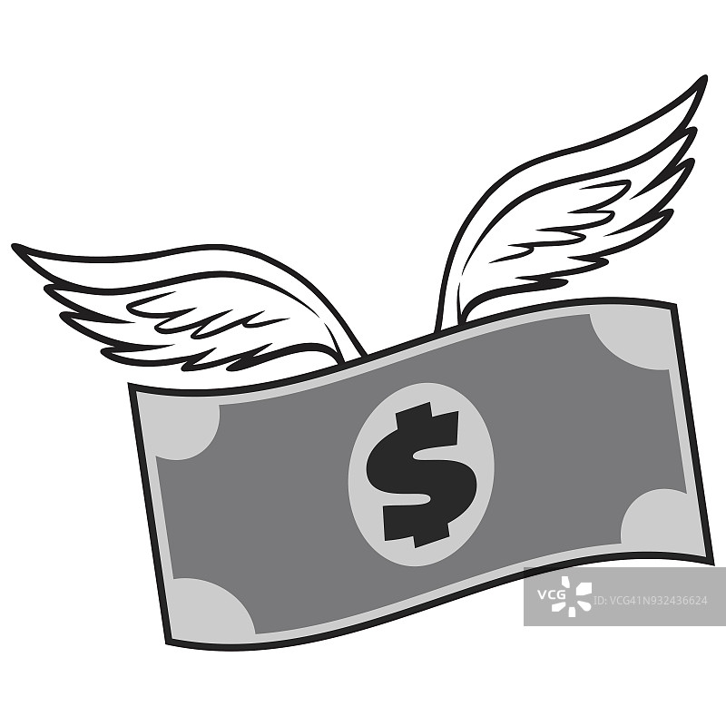 黑白飞舞的美元图片素材