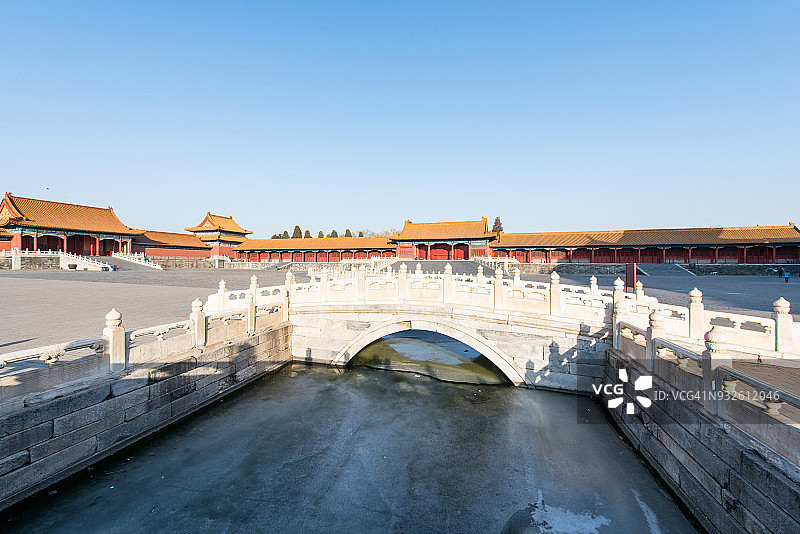北京故宫金水桥广场晴天景色图片素材