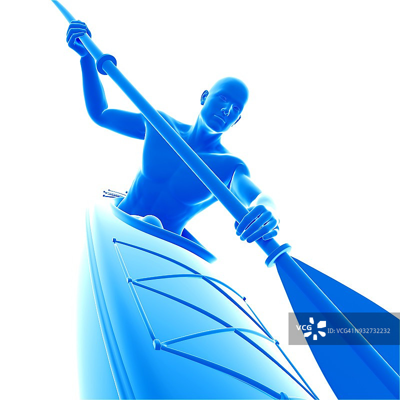 划独木舟的人，插画图片素材