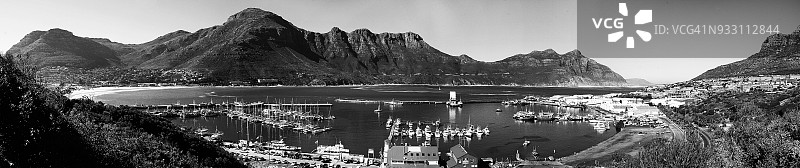 南非西开普省豪特湾的黑白全景照片图片素材