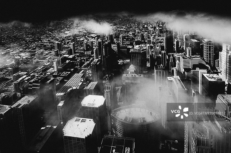 黑暗城市：芝加哥鸟瞰图图片素材