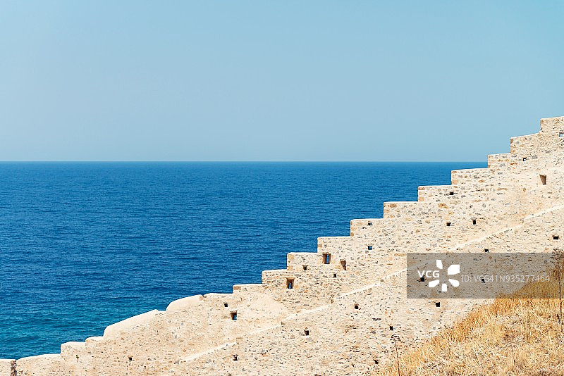 希腊莫奈姆瓦夏古老的城堡墙图片素材