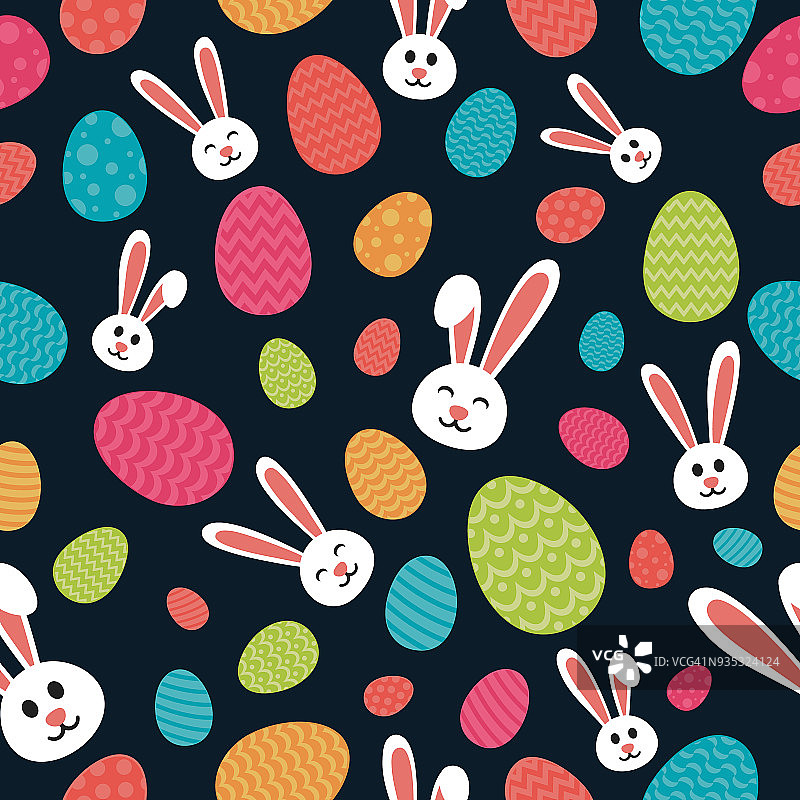 复活节兔子和彩蛋无缝图案矢量素材图片素材