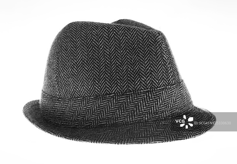 白色背景上的灰色毡帽图片素材