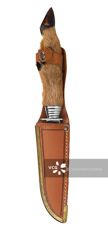 白色背景上孤立的鹿腿猎刀图片素材