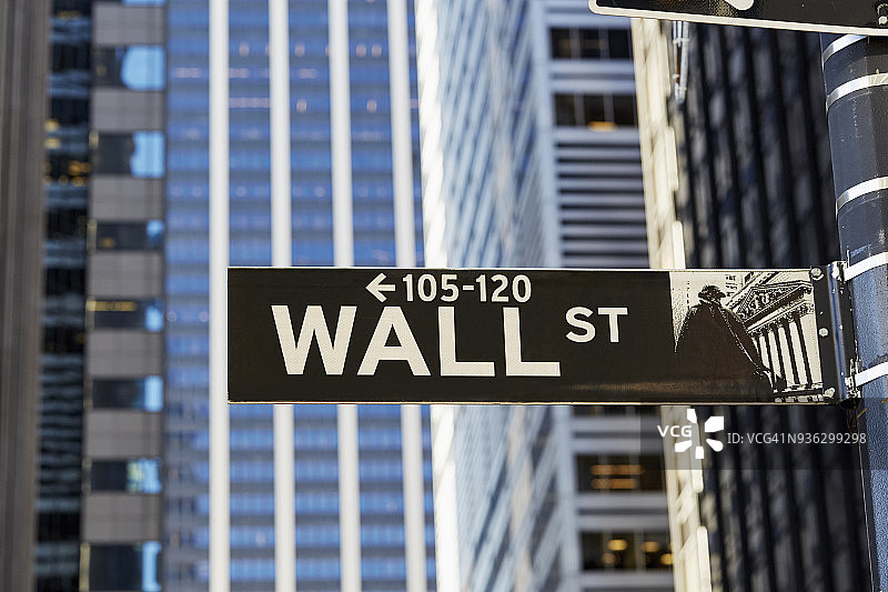 美国纽约市：曼哈顿下城华尔街标志图片素材