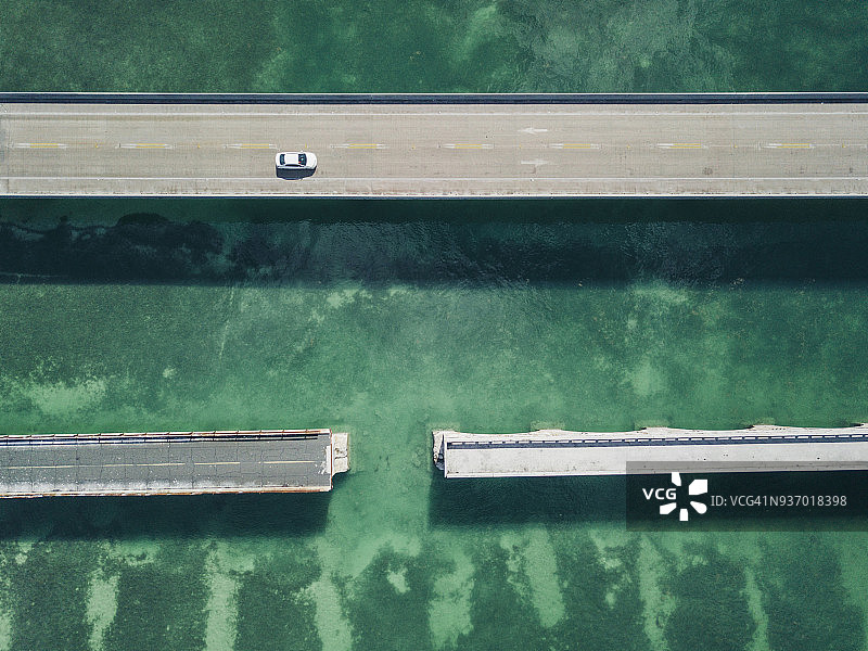 佛罗里达群岛的桥梁（无人机视角）图片素材