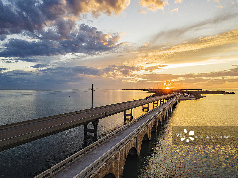佛罗里达群岛的七英里大桥图片素材