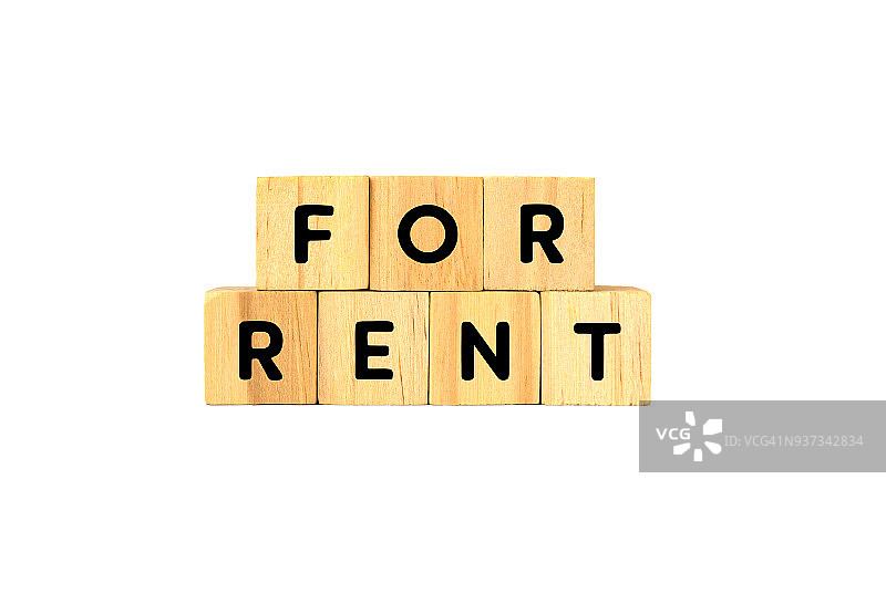 白色背景上的出租文字木块图片素材