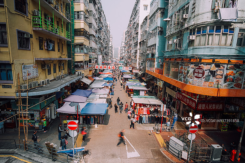 香港旺角市场上的购物者图片素材