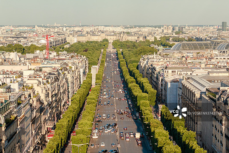 法国巴黎香榭丽舍大道俯视图图片素材