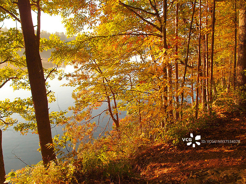 湖边露营地图片素材