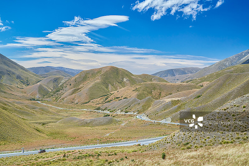 新西兰奥塔哥林迪斯山口的公路图片素材