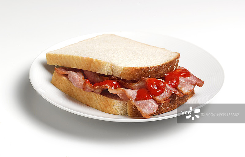番茄酱培根三明治特写图片素材