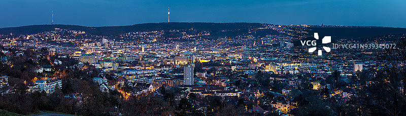 斯图加特黄昏鸟瞰图图片素材