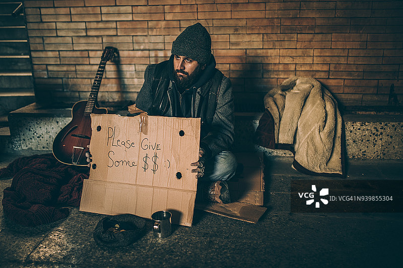 乞讨的流浪汉图片素材