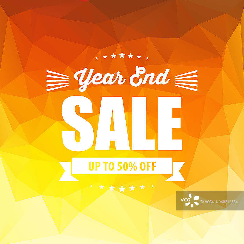 橙色像素背景上的年终促销信息图片素材