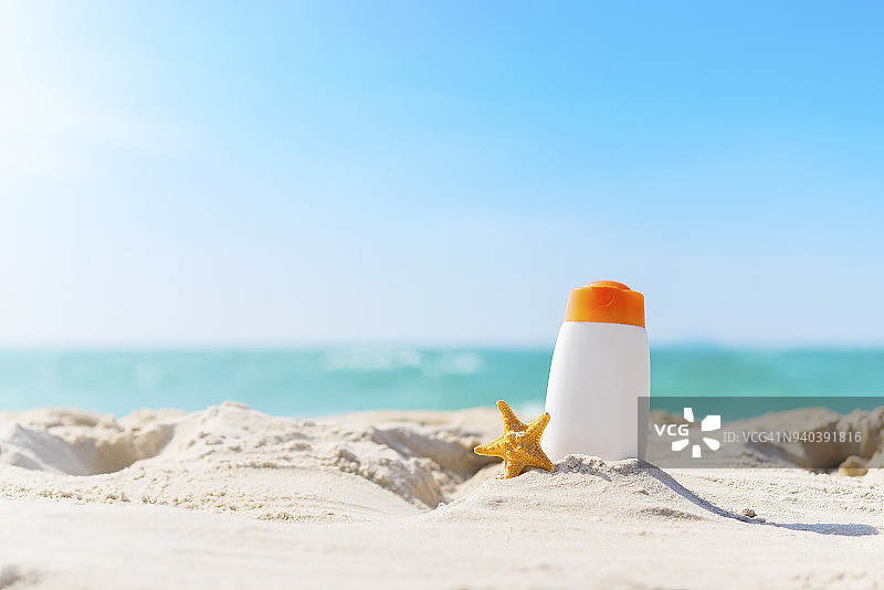 夏日海滩防晒霜图片素材