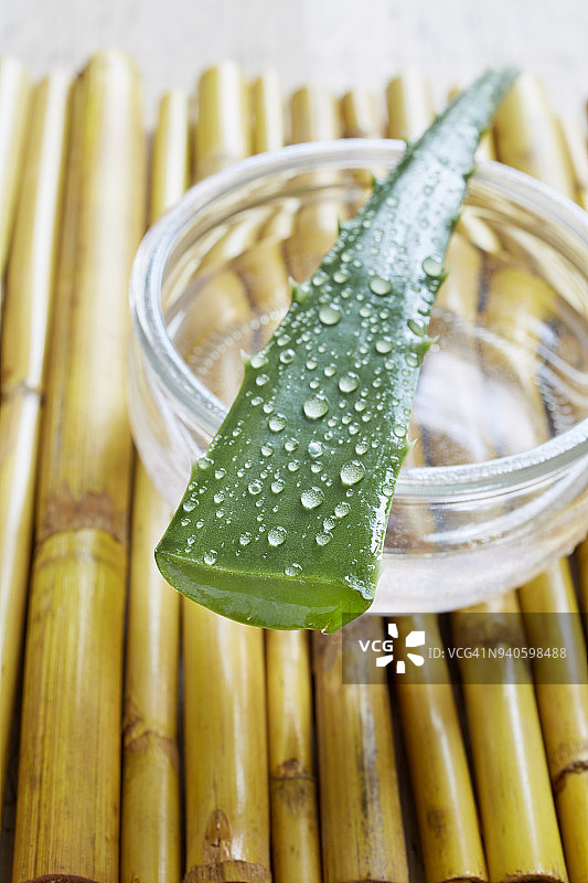 盛在碗中的芦荟特写图片素材