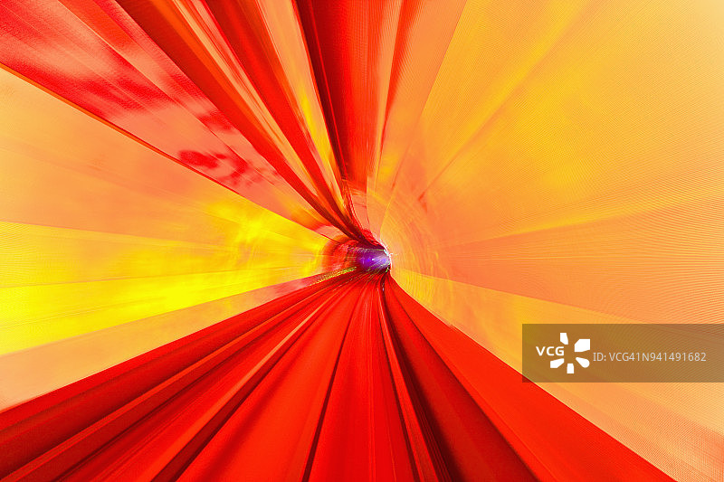 外滩观光隧道，隧道内的灯光图片素材