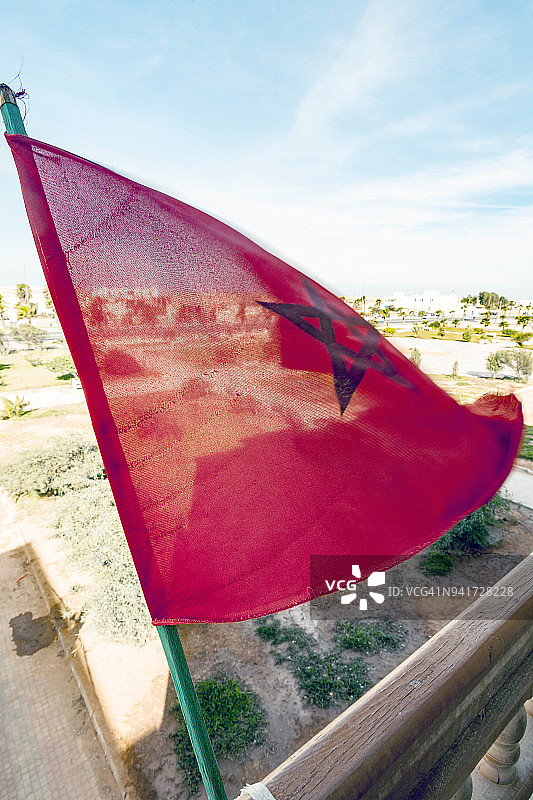 达赫拉的摩洛哥国旗图片素材