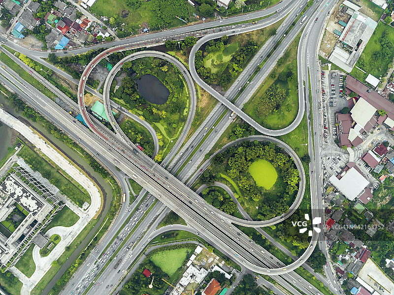 泰国曼谷高速公路交通航拍图片素材