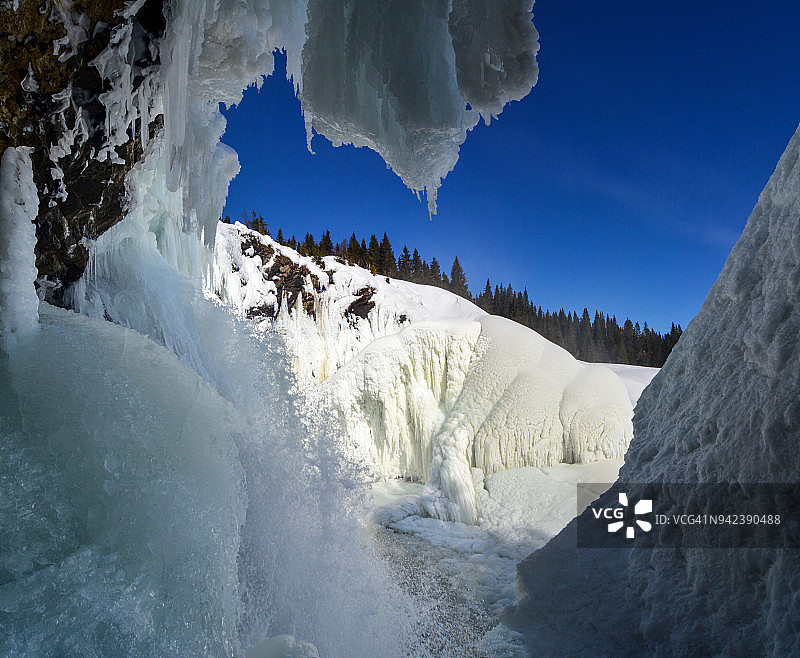 冰冻的坦恩福森瀑布图片素材