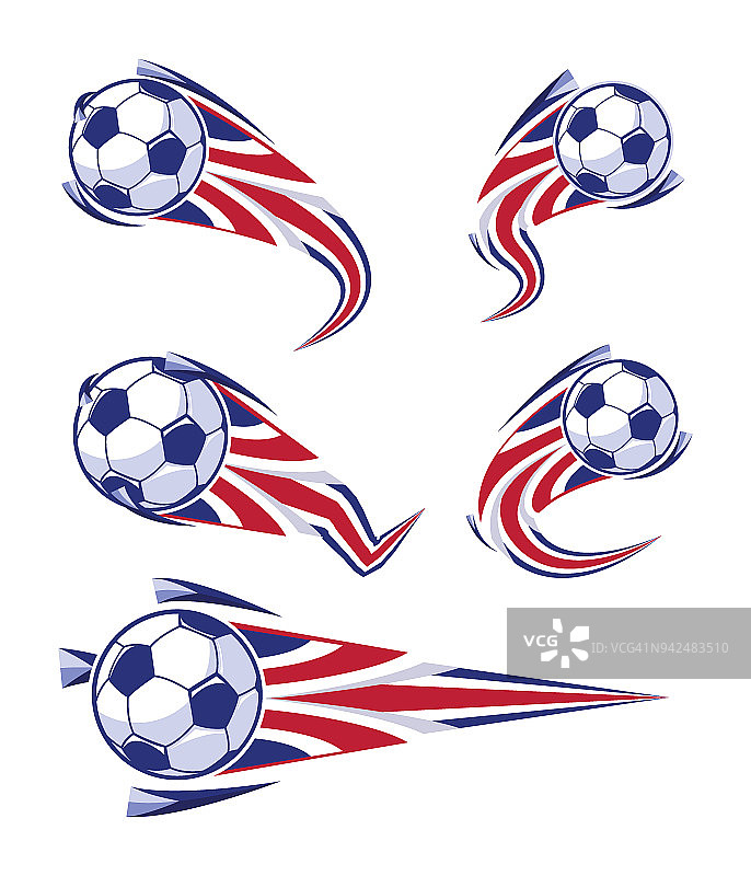 蓝白红色足球符号套装图片素材