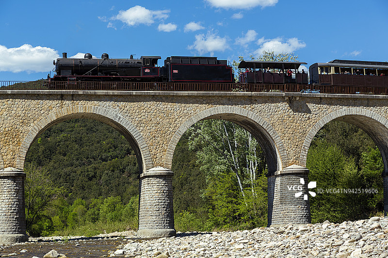塞文蒸汽火车，加尔省，奥克西塔尼大区，法国图片素材