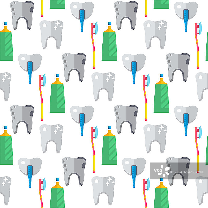 牙膏医疗工具保健医学器械口腔种植诊所无缝图案背景矢量图图片素材