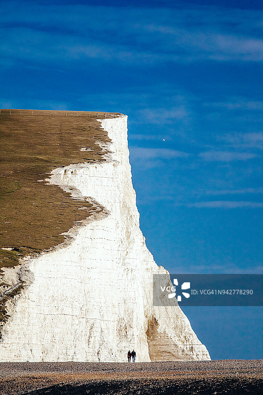 英国：英国遗产七姐妹海岸线的白垩悬崖和海滩图片素材