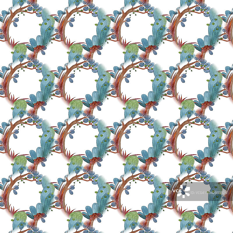 水彩仙人掌无缝背景图案图片素材