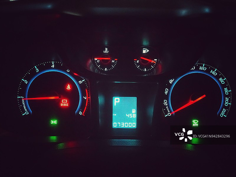 具有复古配色的现代汽车仪表盘图片素材
