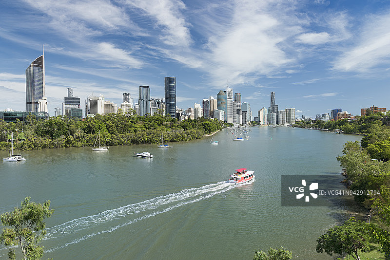 澳大利亚昆士兰州布里斯班天际线航拍全景图片素材