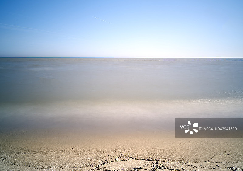 卡姆奇亚海滩（保加利亚黑海沿岸）；长时间曝光摄影图片素材