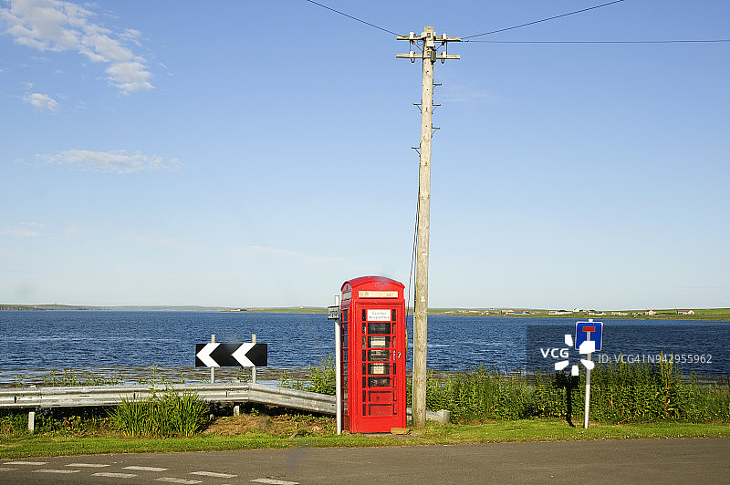 苏格兰奥克尼霍伊的红色电话亭图片素材