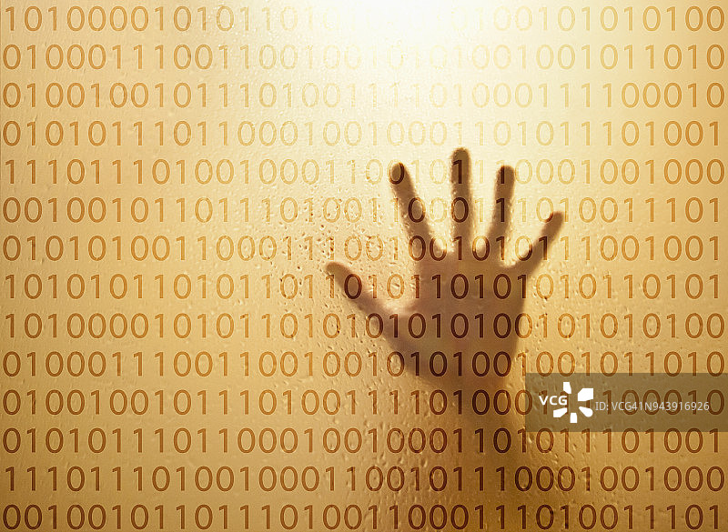 手按二进制墙面图片素材