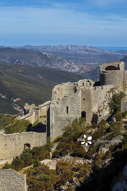 佩雷佩尔蒂斯城堡，奥德，奥克西塔尼，法国图片素材
