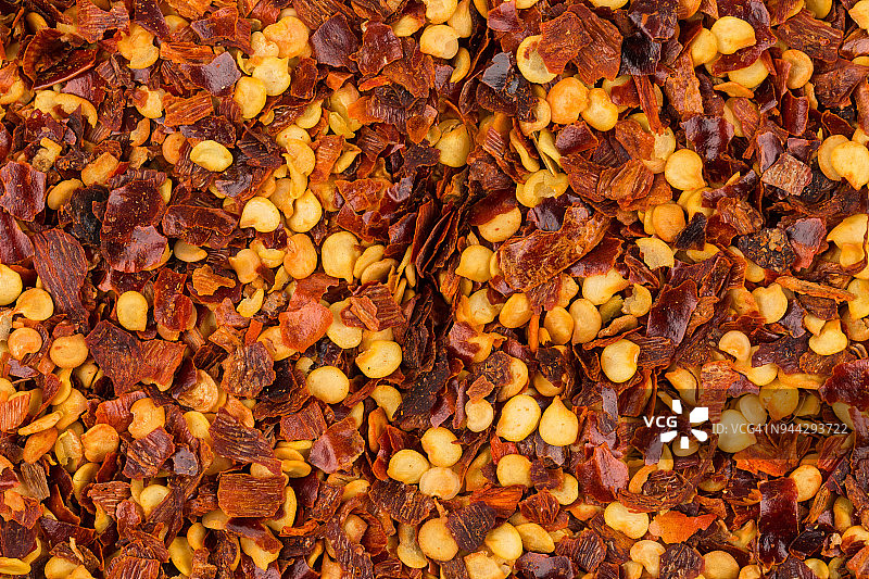 干辣椒片和辣椒籽图片素材