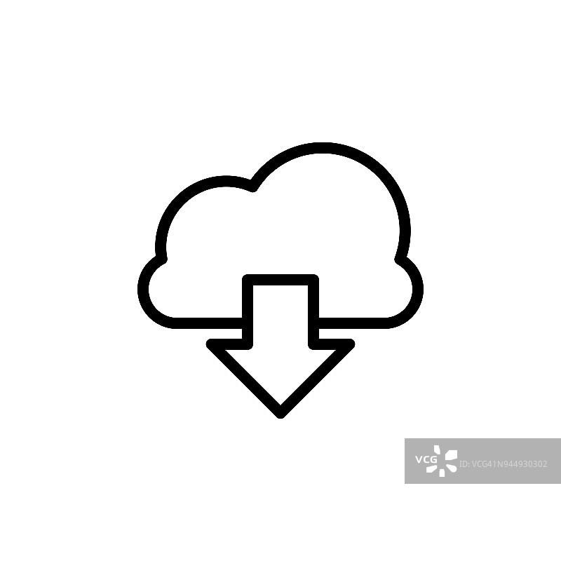 从云图标卸载。网站、网页设计、移动应用、信息图形的简单图标元素。网站设计和开发、应用开发的粗线图标图片素材