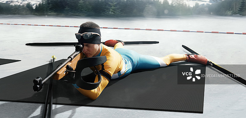 参加冬季两项比赛的健壮男人图片素材