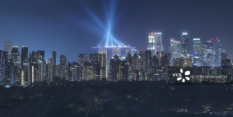 新加坡天际线灯光秀图片素材