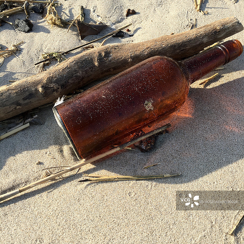 纽约牙买加绿道国家公园退潮时的旧玻璃瓶图片素材