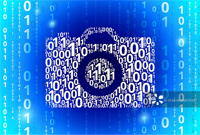 相机二进制代码蓝色矢量图案背景图片素材