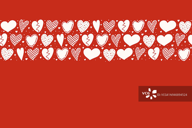 带有手绘爱心和留白区域的背景（矢量图）图片素材