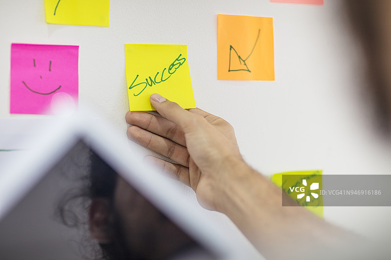 在板上贴上便签图片素材