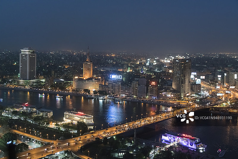 埃及开罗夜景，尼罗河图片素材